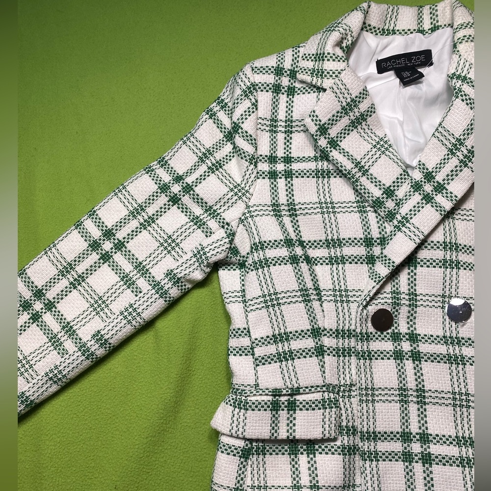 Medium (GIRL) jacket white with green stripes‼️ *AS IS*